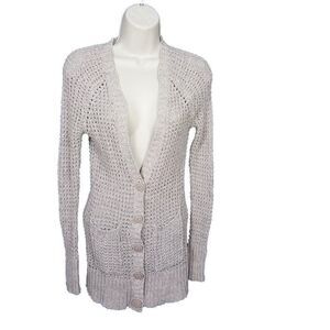 American Eagle Outfitters XS Oatmeal Beige Cardigan Longline Pockets Cotton XS